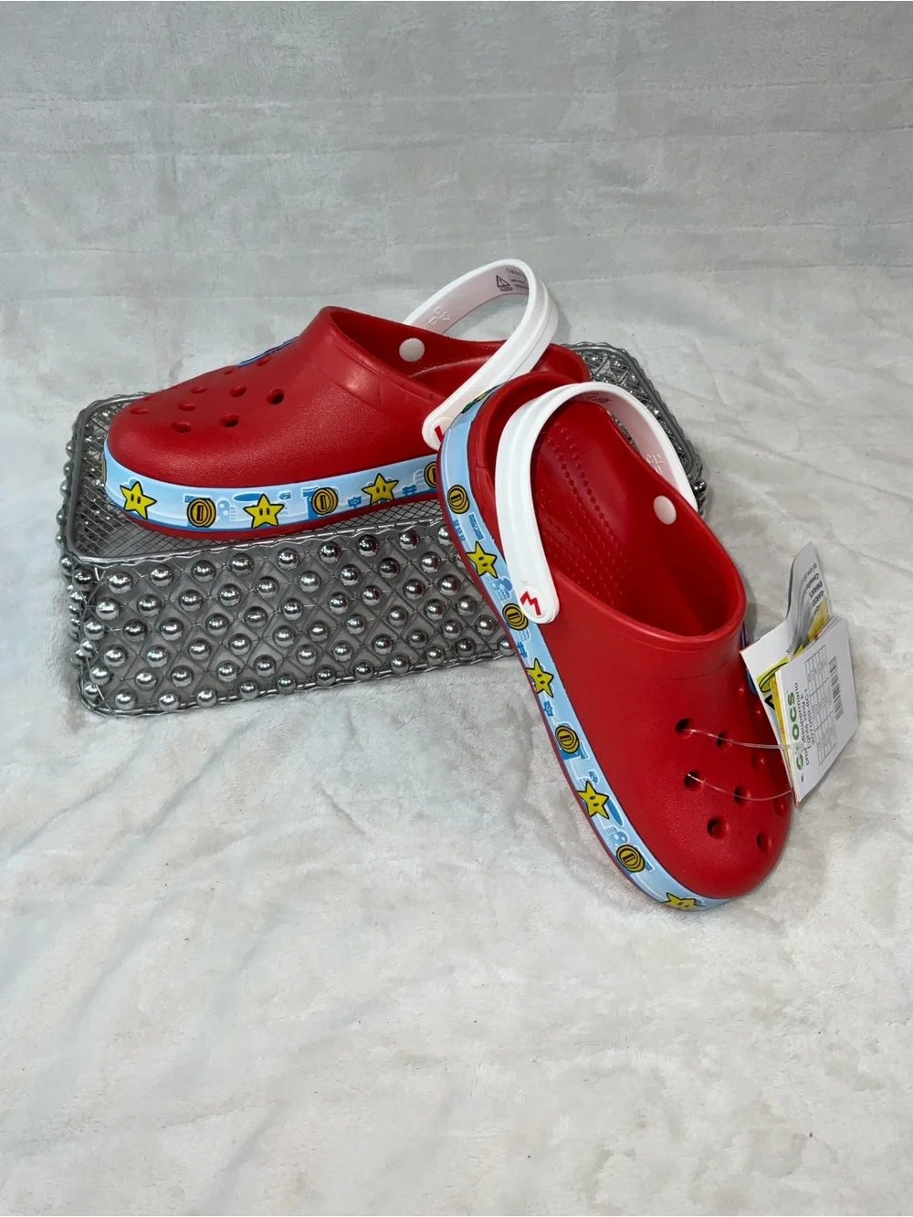 CROCS Kids Red Mario Clog Sandals with White Strap size 12C style 207059-8C1